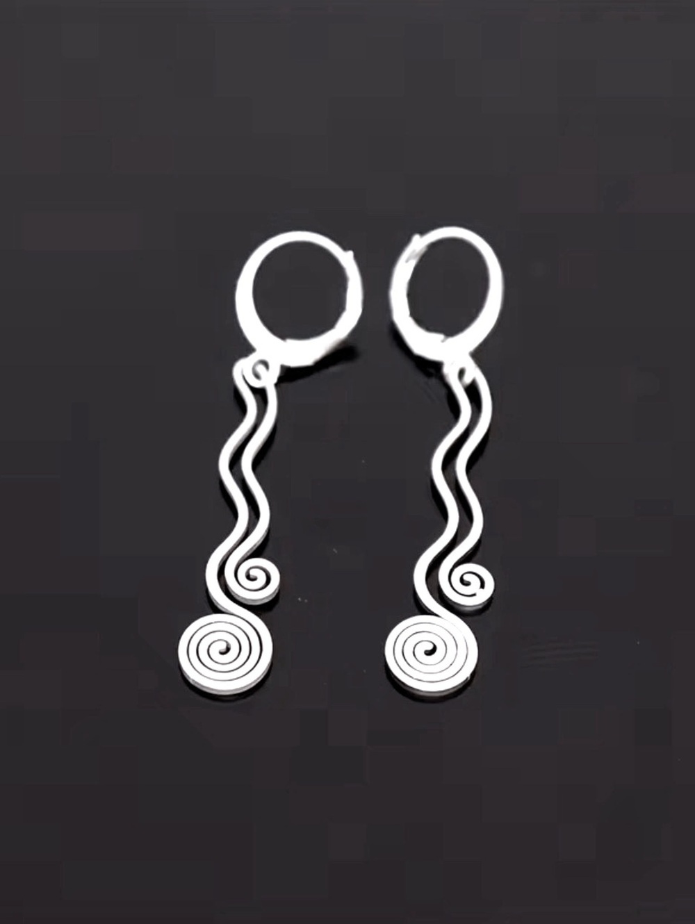 New -Beautiful -Unique -Stainless Steel Spiral Dangle Drop Earrings